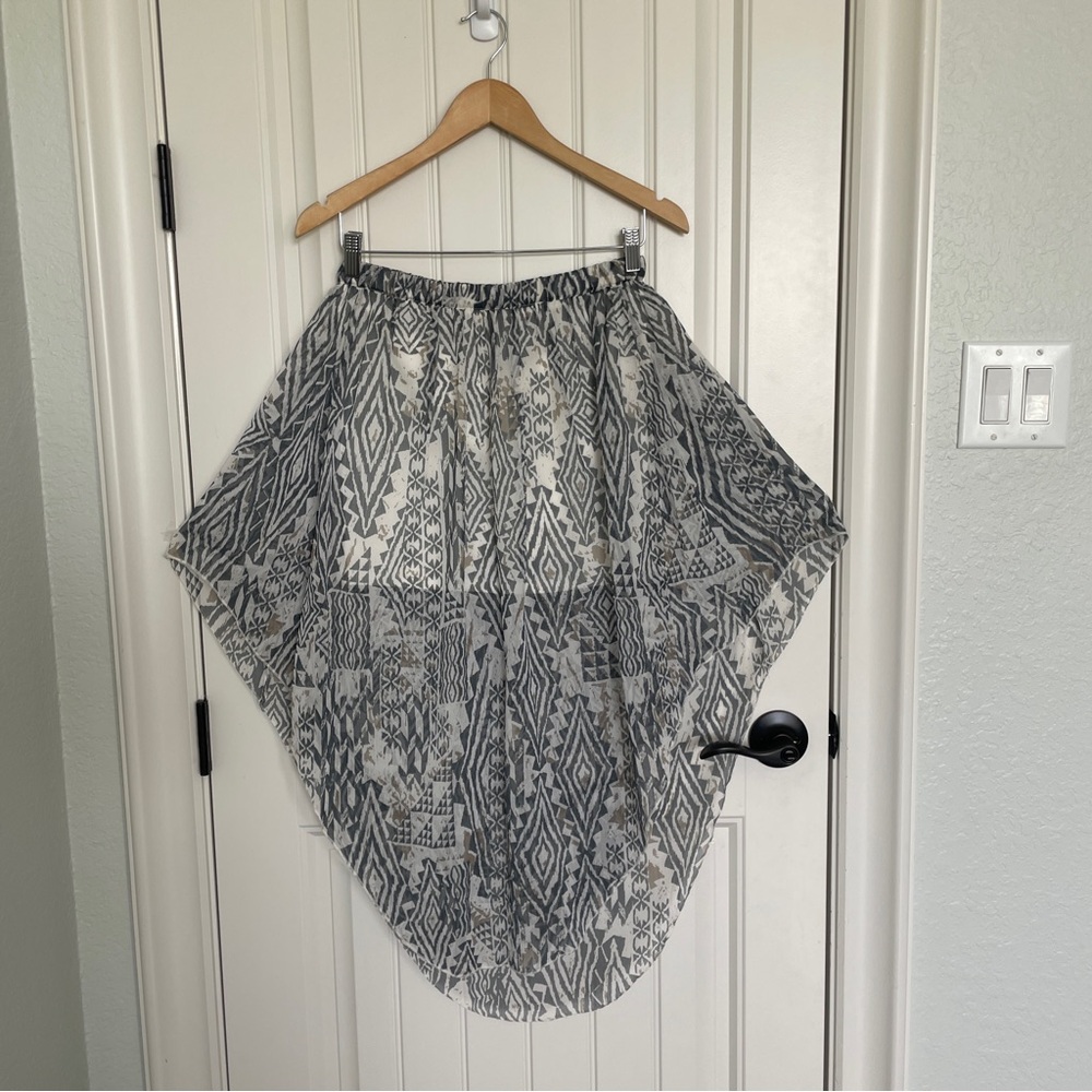 Billabong Designer's Closet Tribal Animal Lined Pull On Hi-Low Maxi Skirt